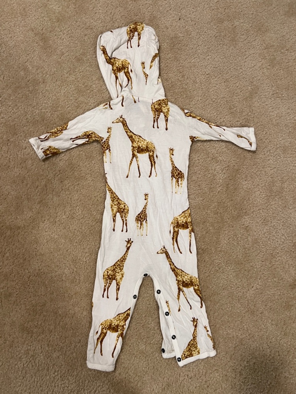 Milkbarn White Giraffe-Print Hooded Romper - Picture 3 of 3